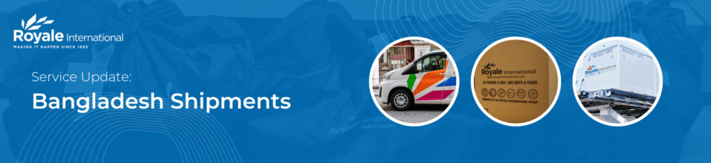 Service update banner: for Bangladesh Shipments on 22 July 2024